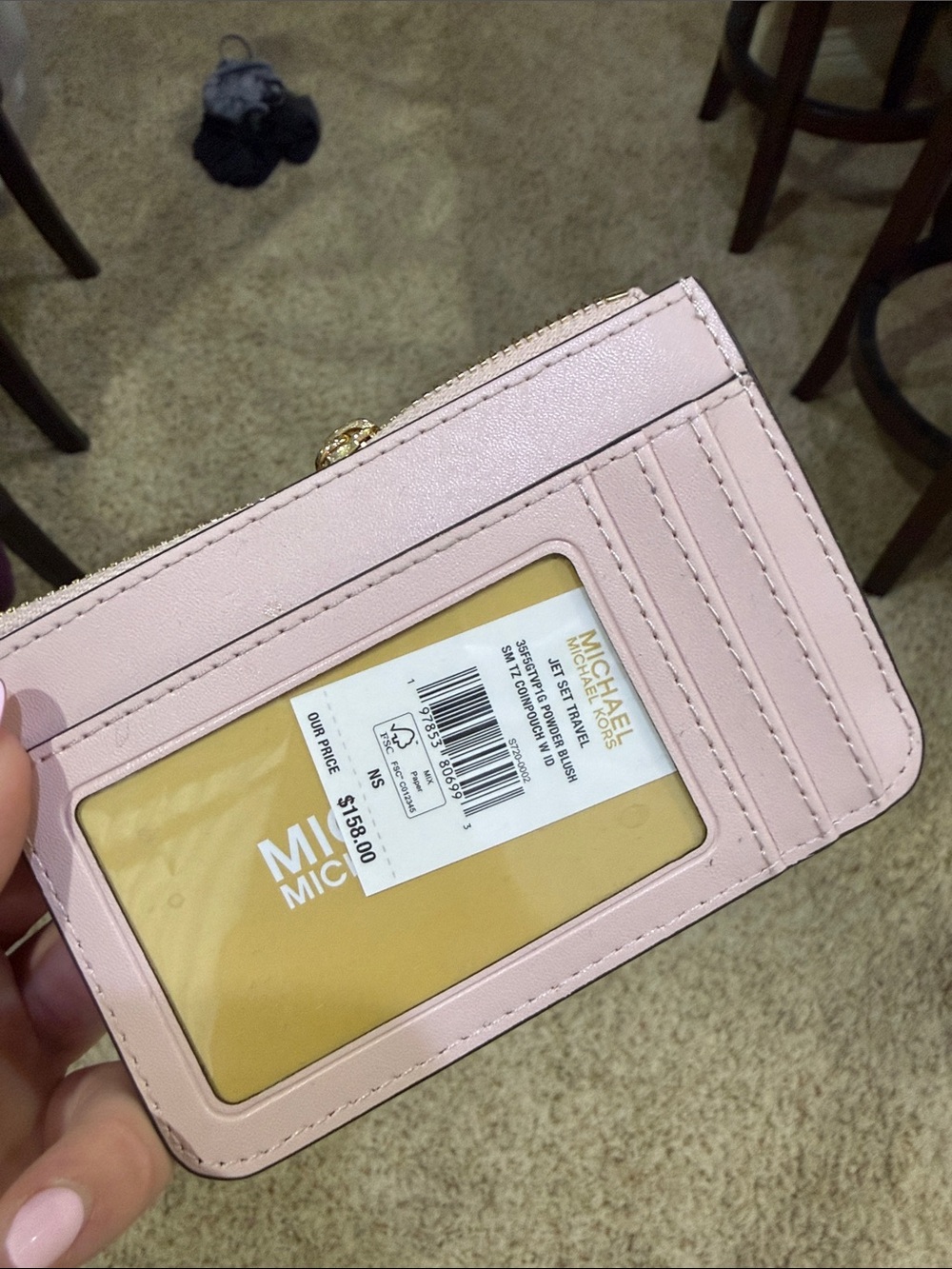 Michael Kors Blush Pink Card Case Wristlet with ID Window